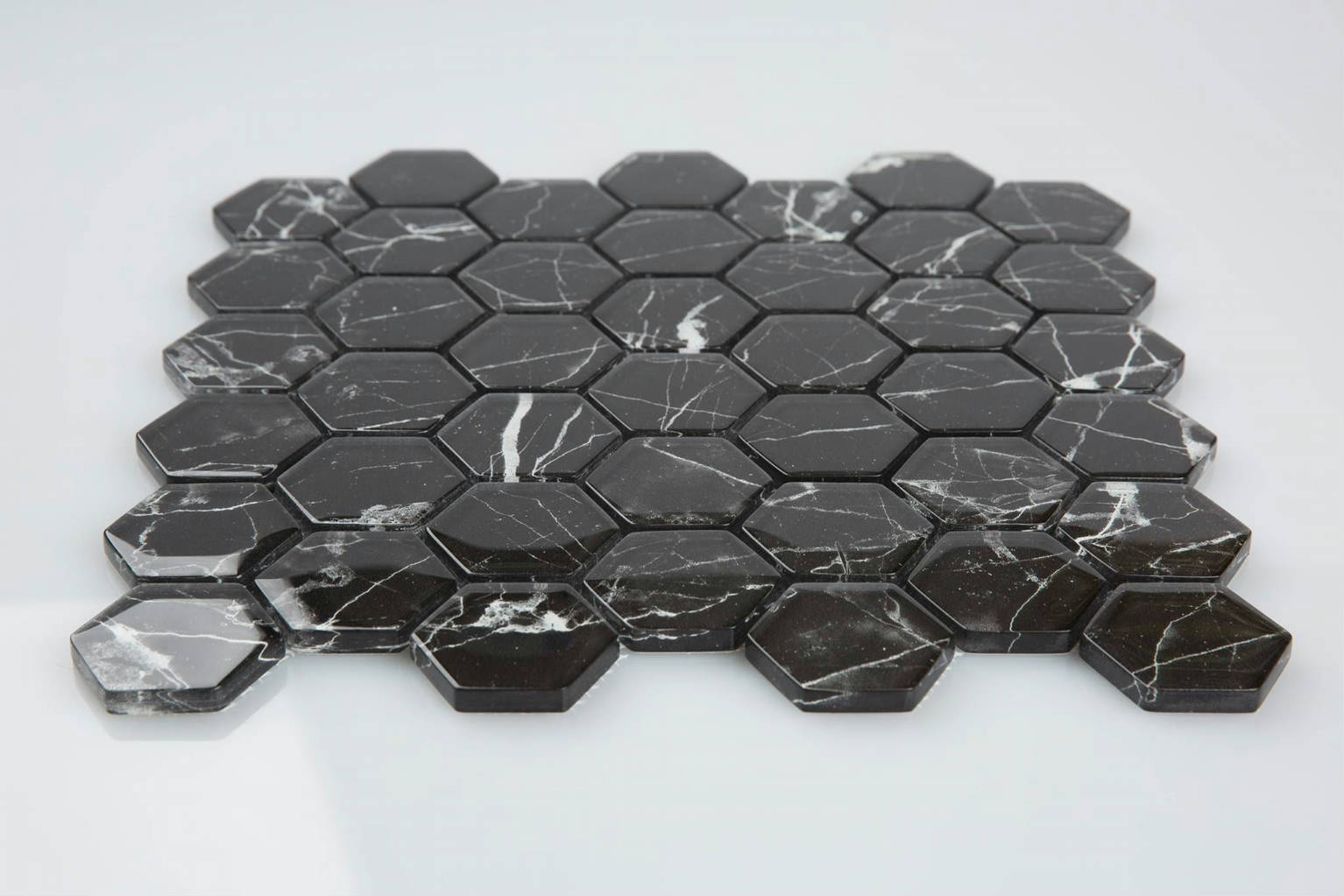 2″ Nero Marquina Hexagon Mosaic