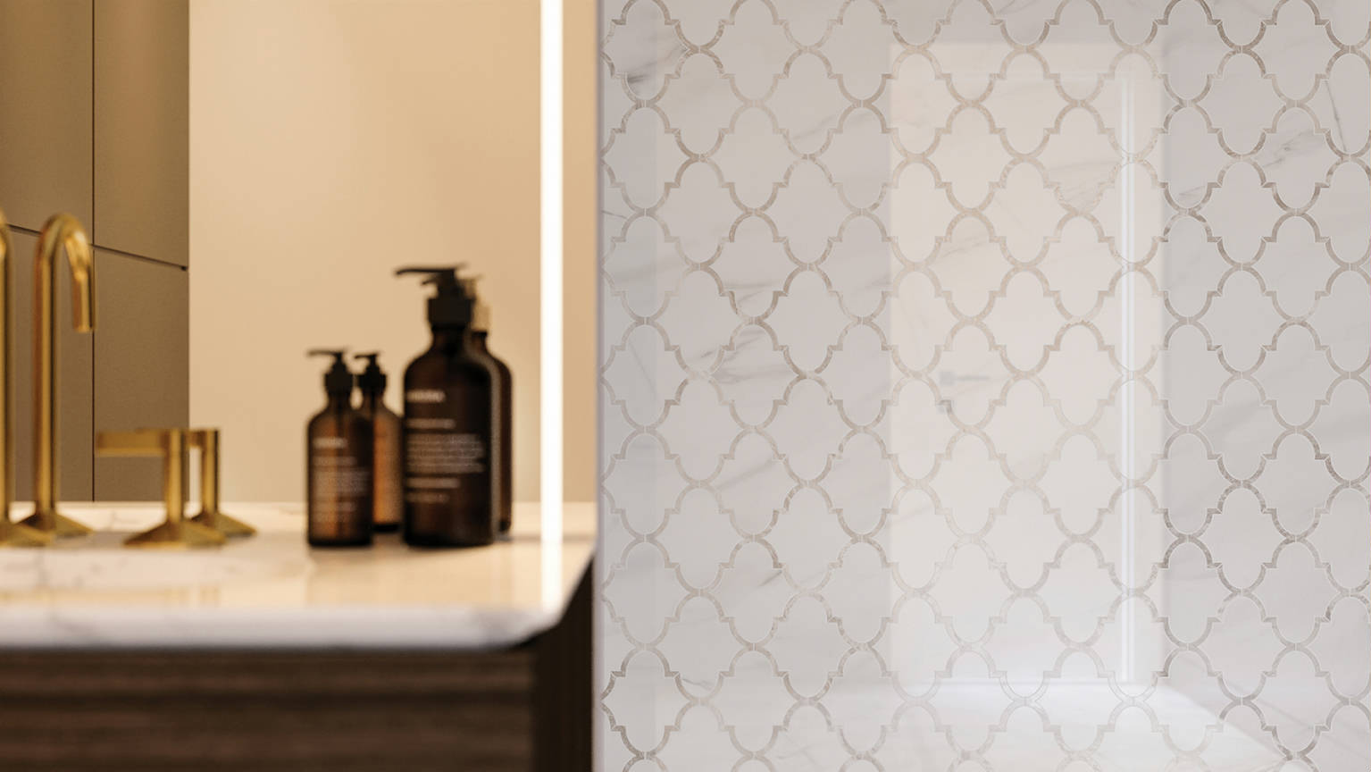 Ardor Infatuation Arabesque Polished Mosaic 3 | Gemini Tile and Marble