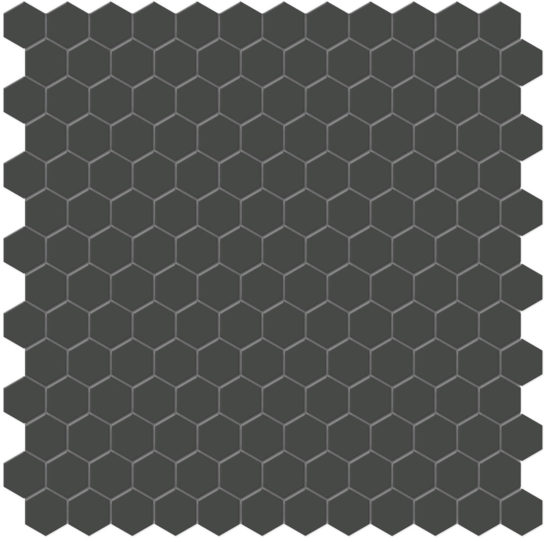 1″ Retro Black Matte Hex Mosaic