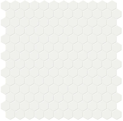 1″ White Matte Hex Mosaic