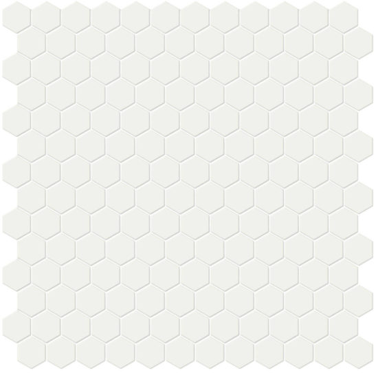 1″ White Matte Hex Mosaic