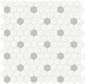 1" White w/ Loft Grey Matte Hex Mosaic | Gemini Tile and Marble