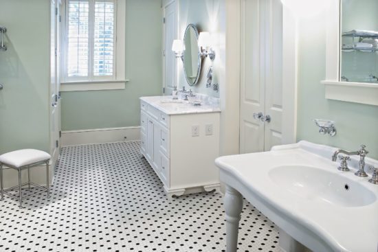 1" White w/ Retro Black Matte Hex Mosaic | Gemini Tile and Marble