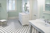 1" White w/ Retro Black Matte Hex Mosaic | Gemini Tile and Marble