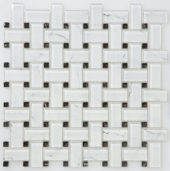 12X12 White With Black Dot Basketweave | Gemini Tile and Marble