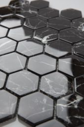 2" Nero Marquina Hexagon Mosaic | Gemini Tile and Marble