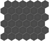 2" Retro Black Matte Hex Mosaic | Gemini Tile and Marble