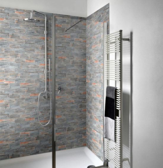 2.8"X6" Rust Industrial Linear Relief Pattern Glazed Ceramic Mosaic | Gemini Tile and Marble