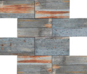 2.8"X6" Rust Industrial Linear Relief Pattern Glazed Ceramic Mosaic | Gemini Tile and Marble