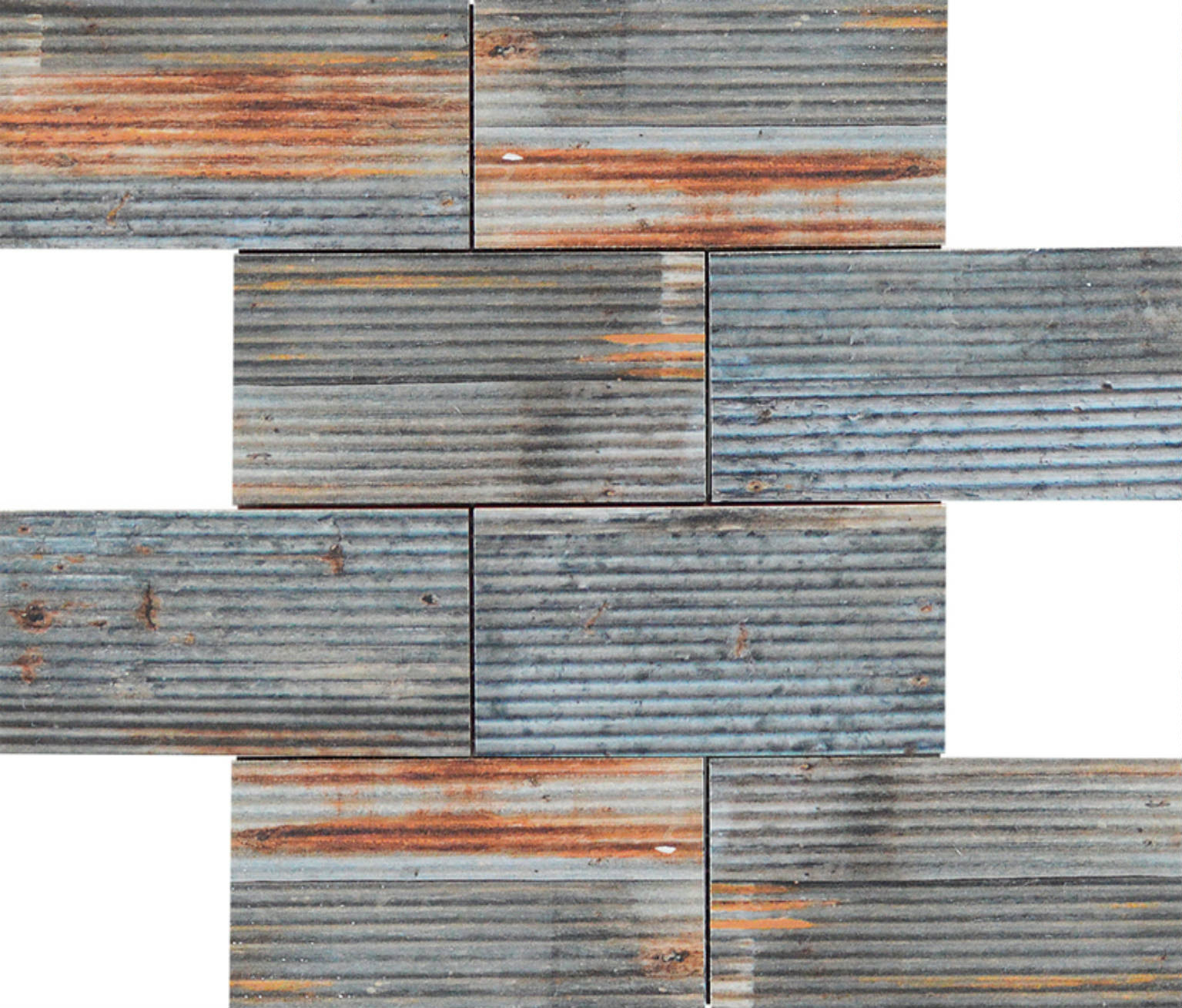 2.8"X6" Rust Industrial Linear Relief Pattern Glazed Ceramic Mosaic