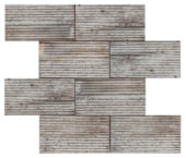 2.8"X6" Silver Industrial Linear Relief Pattern Glazed Ceramic Moisaic | Gemini Tile and Marble