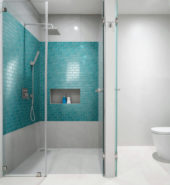 2"X4" Linear Aqua Glass Brick Pattern Mosaic | Gemini Tile and Marble