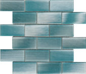 2"X4" Linear Aqua Glass Brick Pattern Mosaic | Gemini Tile and Marble