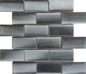 2"X4" Linear Dark Grey Glass Brick Pattern Mosaic | Gemini Tile and Marble