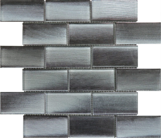 2″X4″ Linear Dark Grey Glass Brick Pattern Mosaic