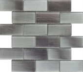 2"X4" Linear Light Grey Glass Brick Pattern Mosaic | Gemini Tile and Marble