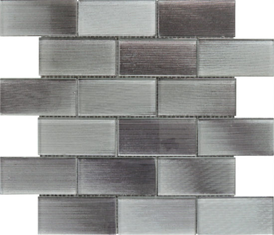 2″X4″ Linear Light Grey Glass Brick Pattern Mosaic