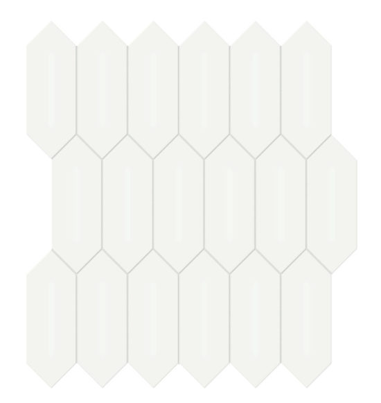 2×5 White Glossy Picket Mosaic