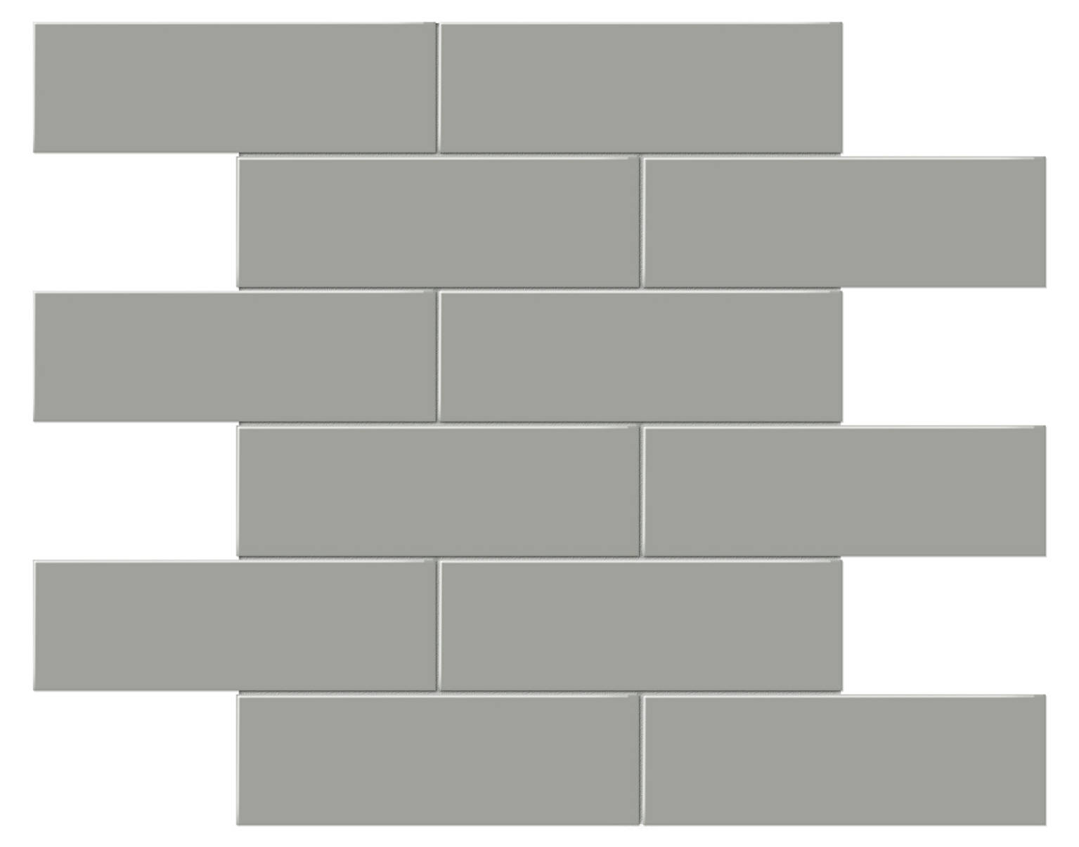 2x6 Taupe Glossy Brick Mosaic | Gemini Tile and Marble