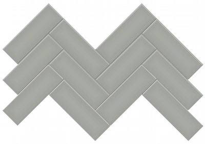 2×6 Taupe Glossy Herringbone Mosaic