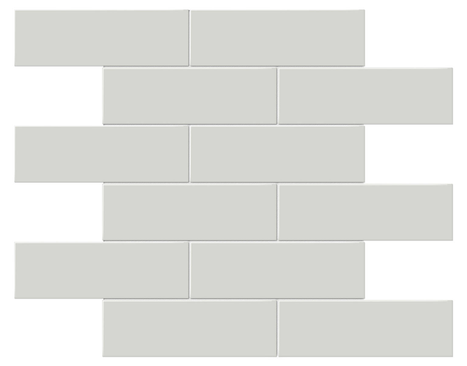 2x6 Warm Grey Glossy Brick Mosaic | Gemini Tile and Marble