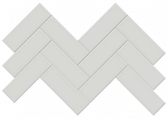 2×6 Warm Grey Glossy Herringbone Mosaic