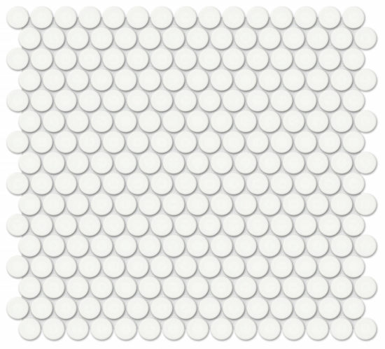 3/4″ White Glossy Penny Round Mosaic