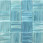 3"X3" Glass Pool Striped Aquamarine Mosaic | Gemini Tile and Marble