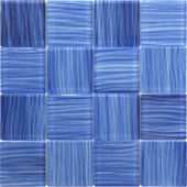 3"X3" Glass Pool Striped Cobalt Blue Mosaic | Gemini Tile and Marble