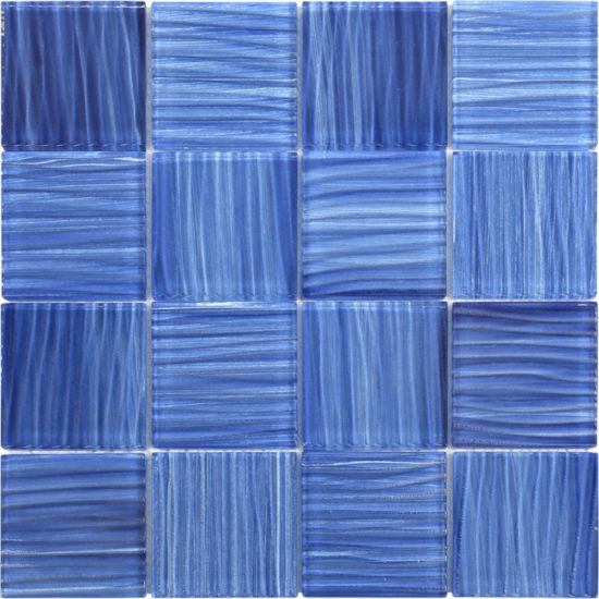 3″X3″ Glass Pool Striped Cobalt Blue Mosaic