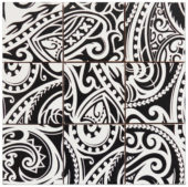 4"X4" Maori Native Series Black & White Glazed Ceramic Mosaic | Gemini Tile and Marble