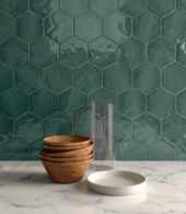 6" Brilliant Emerald Glossy Hexagon | Gemini Tile and Marble