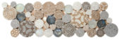 Beige Penny Round Décor / Glass Interlocking Border | Gemini Tile and Marble