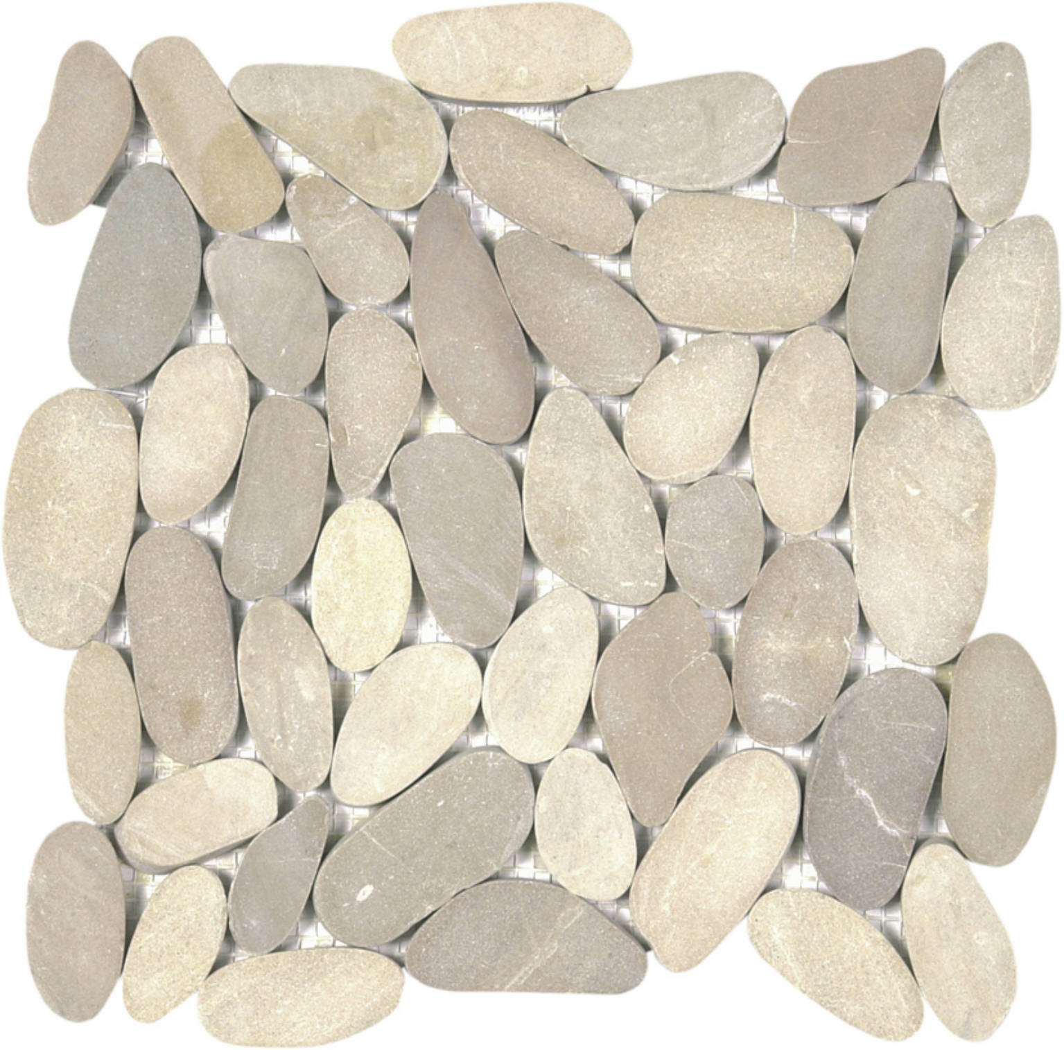 Beige Xl Sliced Matte Pebble Interlocking Mosaic | Gemini Tile and Marble