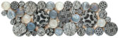 Black Penny Round Décor / Glass Interlocking Border | Gemini Tile and Marble