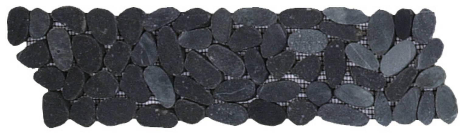 Black Sliced Matte Pebble Interlocking Border | Gemini Tile and Marble