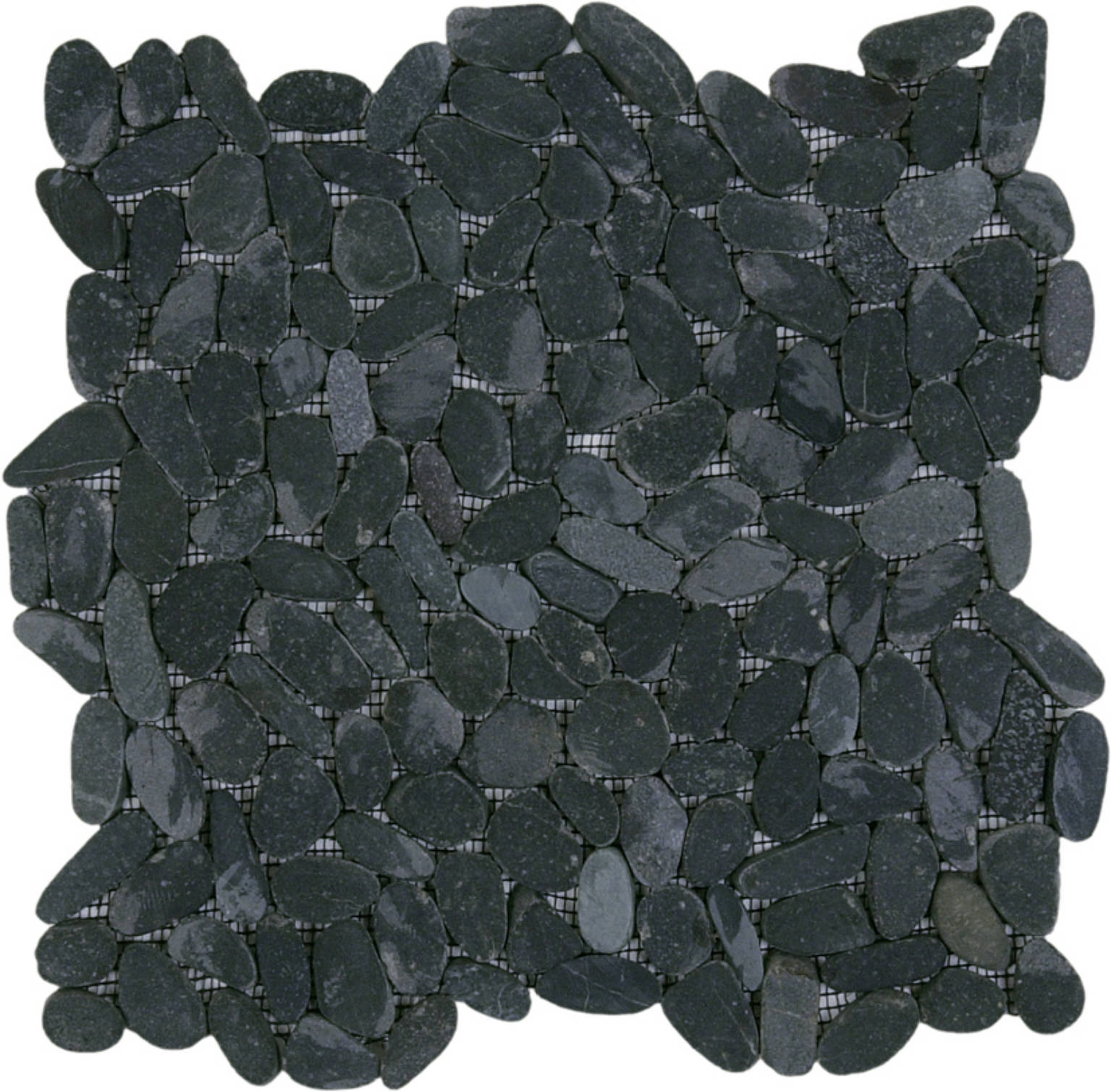 Black Sliced Matte Pebble Interlocking Mosaic | Gemini Tile and Marble