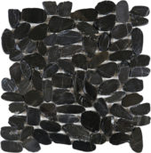 Black Sliced Polished Pebble Interlocking Mosaic | Gemini Tile and Marble