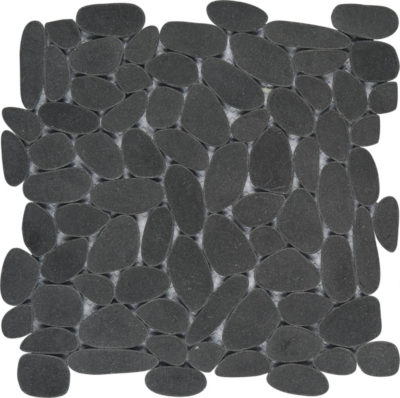 Black Sliced Reconstituted Pebble Interlocking Mosaic