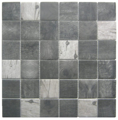 Black/Grey Recycled Glass Mix 2X2″ Square Mosaic