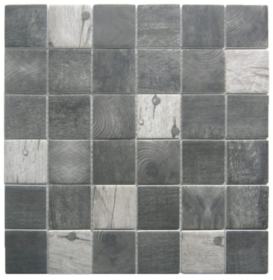 Black/Grey Recycled Glass Mix 2X2″ Square Mosaic