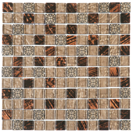 Brown Decor Mix Marble Glass 7/8″X7/8″ Mosaic