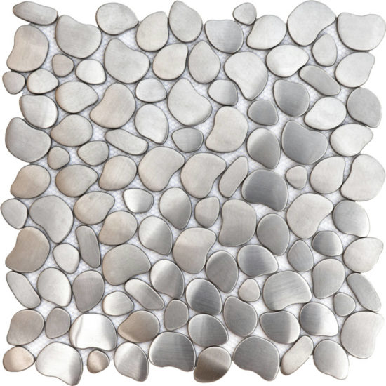 Brushed Silver Inox Metal Interlocking Mosaic