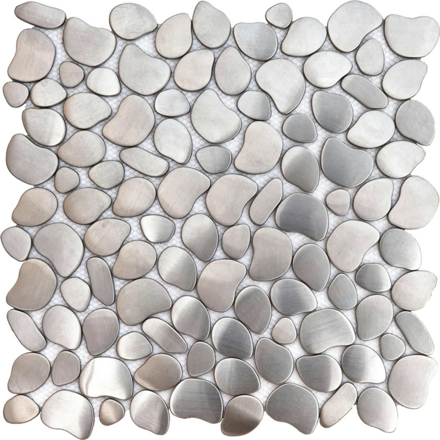 Brushed Silver Inox Metal Interlocking Mosaic | Gemini Tile and Marble