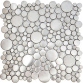 Brushed Silver Penny Rounds Inox Metal Interlocking Mosaic | Gemini Tile and Marble