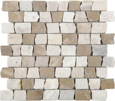 Cappuccino Onyx Cream Cubic Brick Marble Interlocking Mosaic