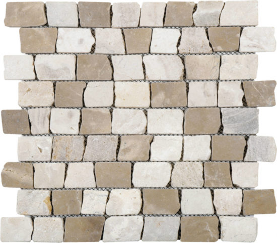 Cappuccino Onyx Cream Cubic Brick Marble Interlocking Mosaic