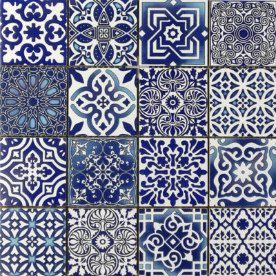 Ceramic Patchwork Diamond Blue Mosaic