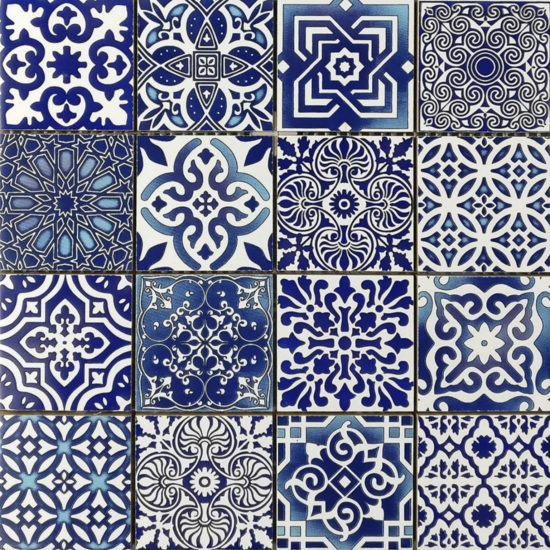 Ceramic Patchwork Diamond Blue Mosaic