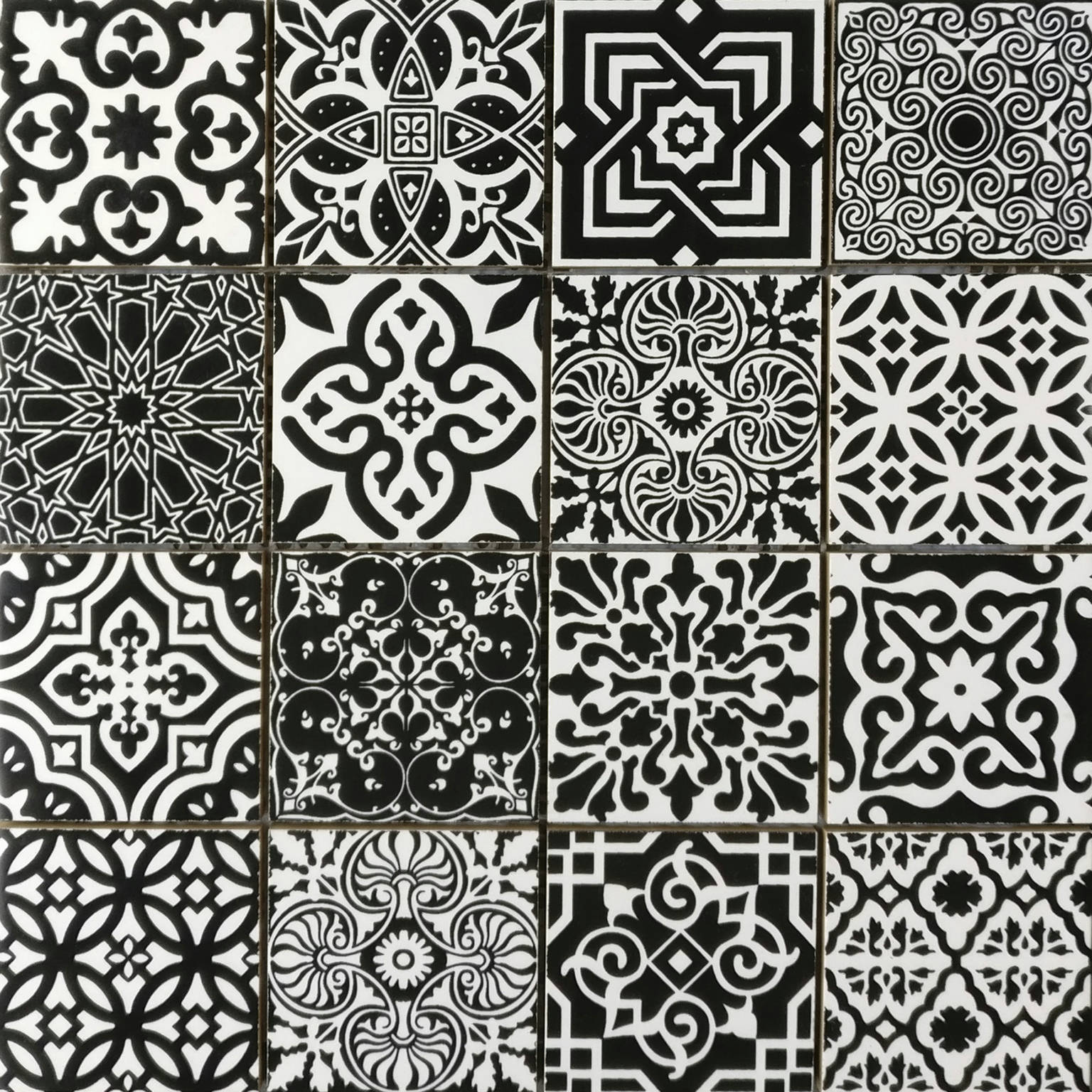 Ceramic Patchwork Square Black & White Mosaic | Gemini Tile and Marble